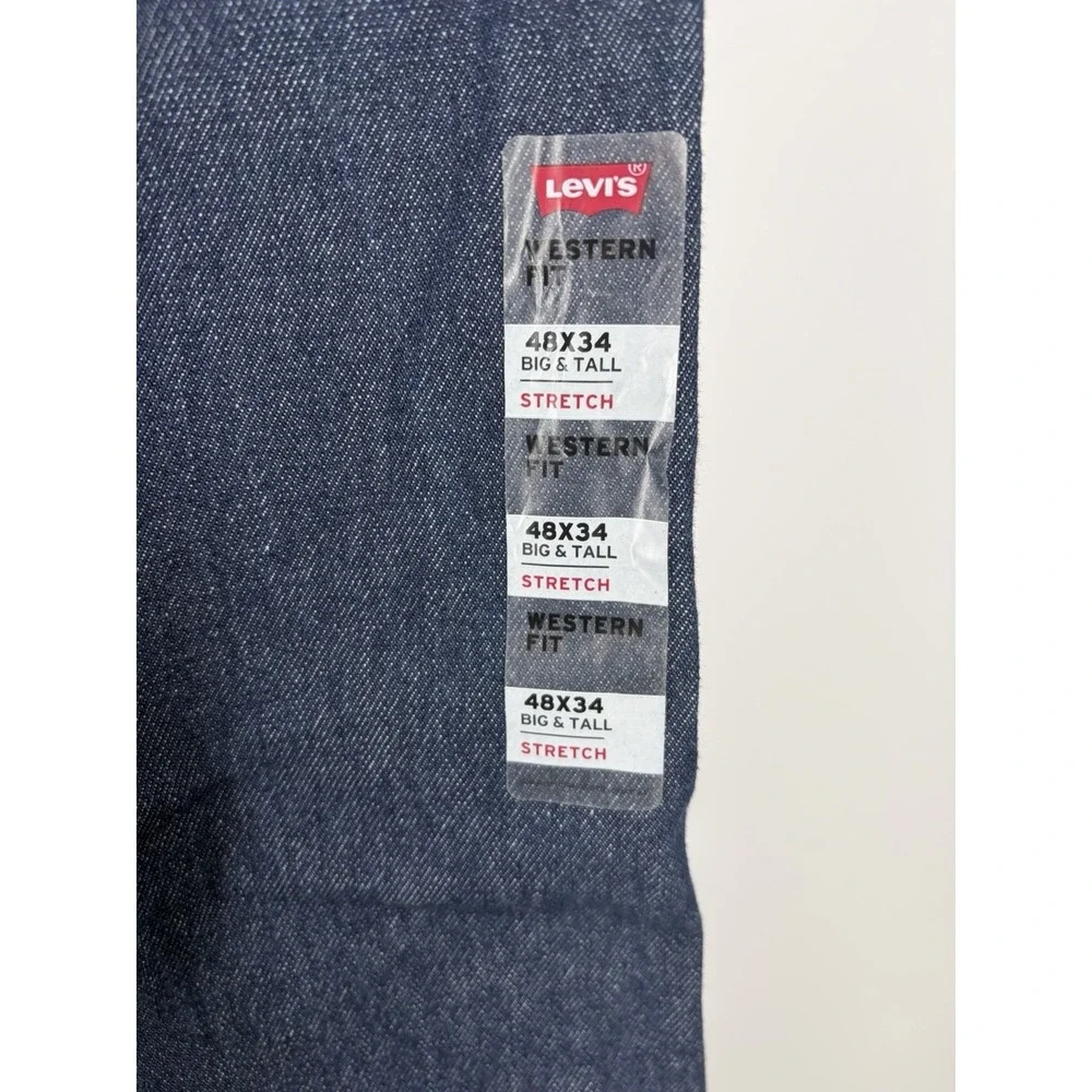 Levi's Western Fit Jeans 48x34 Big & Tall NWT Stretch Straight Leg Dark Wash